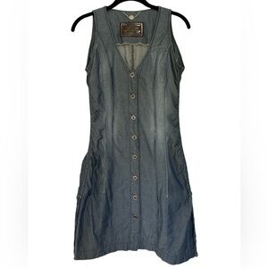 MARC CAIN  Ruched  Sleeveless Denim Mini Dress Size 2